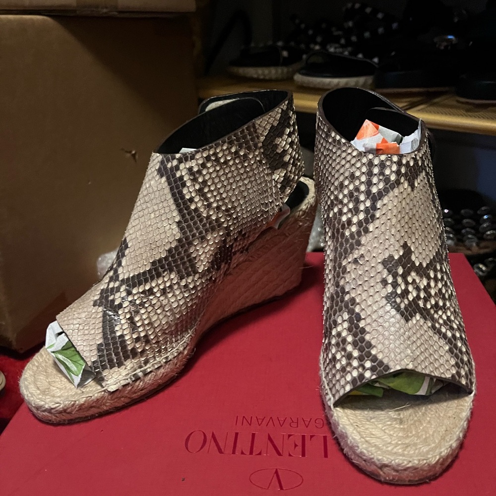 Celine snakeskin wedge espadrille